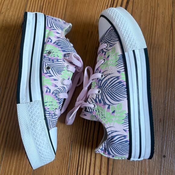 Converse All Star low top purple foliage low top girls platform sneakers SIZE 3 - Picture 6 of 8